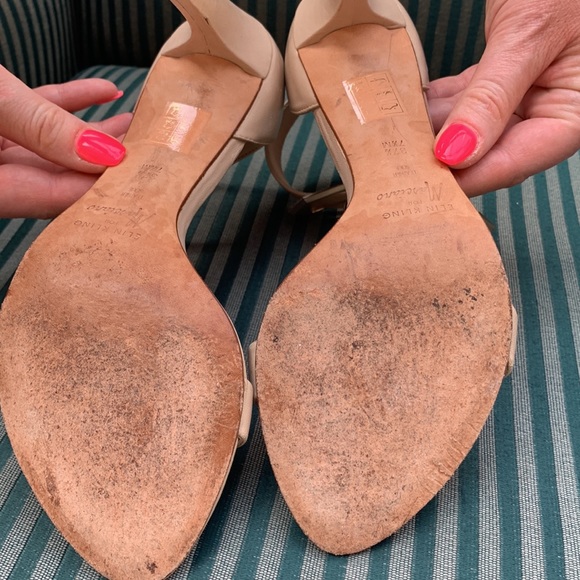 Elon Kling for Marciano size 7 1/2. Nude leather open toe heels - Picture 5 of 7